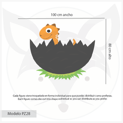 Pizarrón pizarra infantil de vinilo adhesivo con dinosaurio en huevo, modelo PZ28 - comprar online
