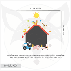 Pizarrón pizarra infantil de vinilo adhesivo con animales de granja, modelo PZ29 - comprar online
