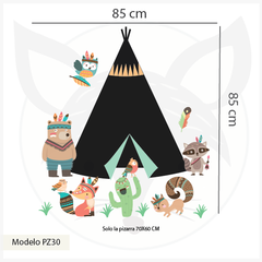 Pizarrón pizarra infantil de vinilo adhesivo con temática tipi y animales, modelo PZ30 - comprar online