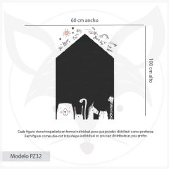 Chalkboard kids vinyl adhesive with house and animals - buy online