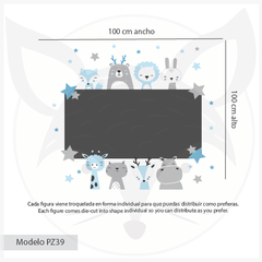 Pizarrón pizarra infantil de vinilo adhesivo con animales nórdicos y estrellas celestes, modelo PZ39 - comprar online