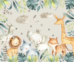 Safari Watercolor Wall Mural, Kids Room Decoration - Model MUI15 on internet