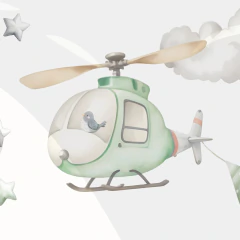 Vinilo Infantil Personalizado Animales, Globos y Aviones en Verde – ACU54 en internet
