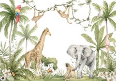 Mural infantil safari tropical, vinilo decorativo, modelo MUI94 - Little Dreamer Deco - vinilos decorativos infantiles