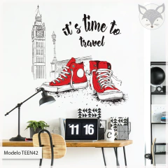 Modelo Teen42 - Vinilo Decorativo Zapatillas Rojas en Londres - It's Time to Travel Red Sneakers London Wall Decal - It's Time to Travel - comprar online
