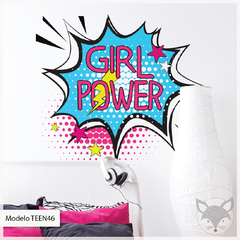 Modelo Teen46 - Vinilo Decorativo Girl Power - Diseño Pop Art para Habitaciones Modernas | Girl Power Wall Decal - Pop Art Design for Modern Rooms