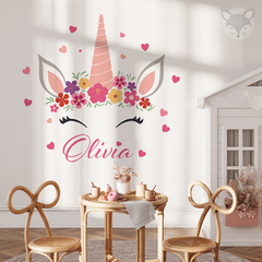 Vinilo de Unicornio Personalizado con Nombre - Pegatina Decorativa para Pared - UNI03 - tienda online