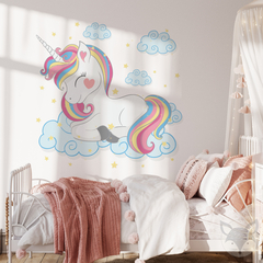 Vinilo Decorativo Infantil Unicornio en las Nubes - Pegatina de Pared para Niños - UNI04 en internet