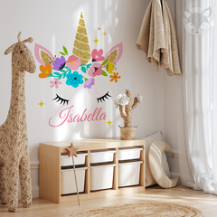 Personalized Unicorn Wall Decal with Name - Kids Room Decor - UNI12 - online store