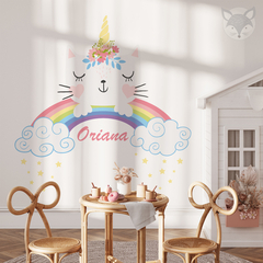 Personalized Cat Unicorn Wall Decal - Kids Room Decor - UNI15 - online store