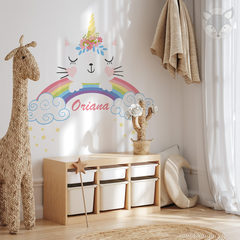 Personalized Cat Unicorn Wall Decal - Kids Room Decor - UNI15 - buy online