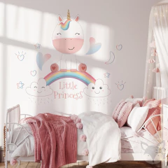 Vinilo Decorativo Unicornio Pequeña Princesa - Pegatina de Pared para Bebés - UNI40 - Little Dreamer Deco - vinilos decorativos infantiles
