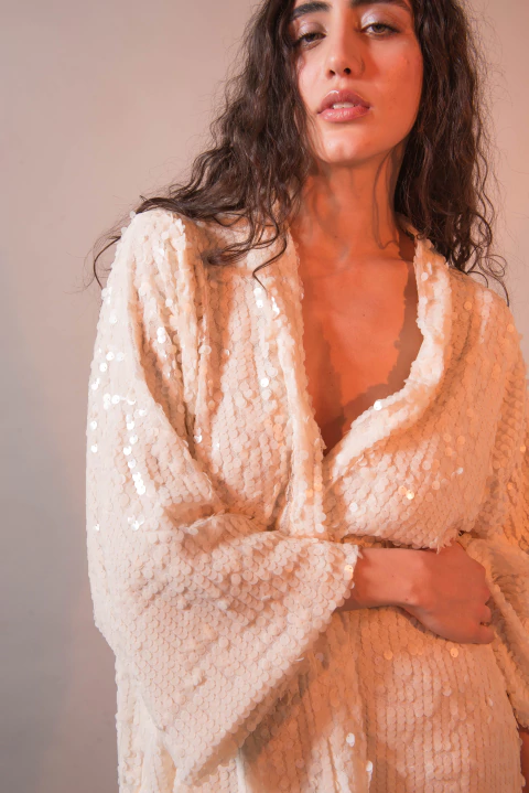 Kimono lentejuelas offwhite