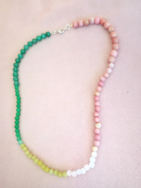 COLGANTE RODONITA Y CUARZO VERDE