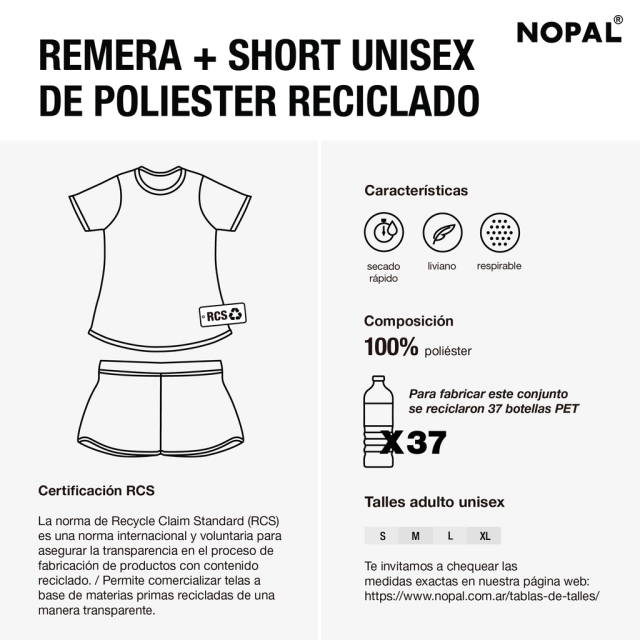 REMERA OVERSIZE Y SHORT POLIESTER RECICLADO MAREA — imagen 3