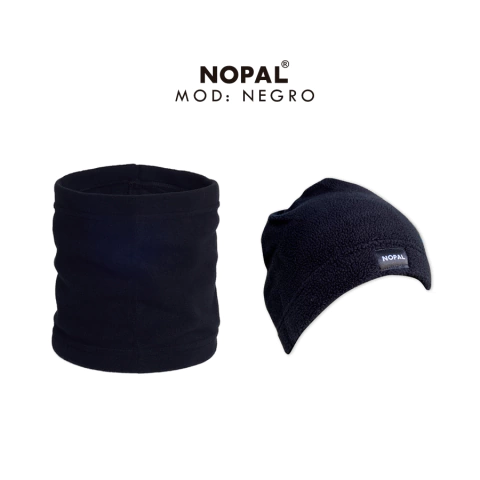 CUELLO Y GORRO MICROPOLAR NEGRO