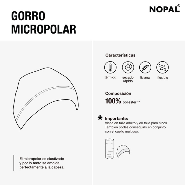 GORRO MICROPOLAR MODELO AZUL MARINO — imagen 2