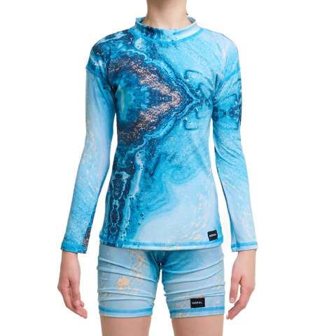 CAMISETA LARGA Y SHORT PROTECCION SOLAR UV AQUA