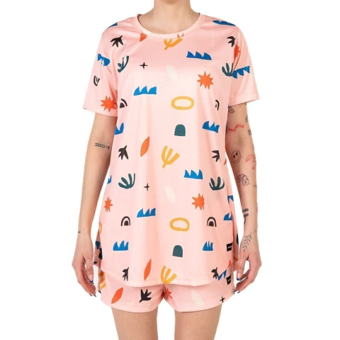 REMERA OVERSIZE Y SHORT POLIESTER RECICLADO DESIERTO