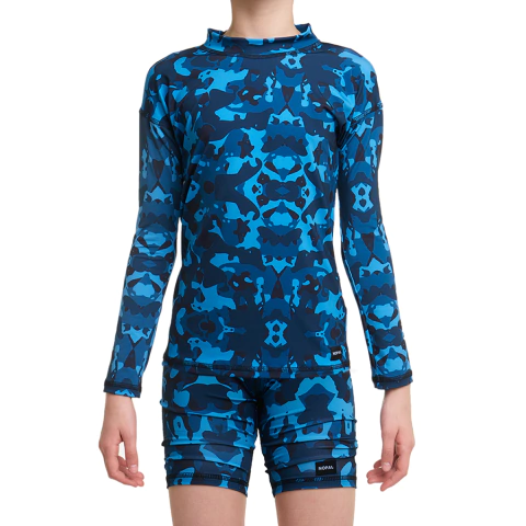 CAMISETA LARGA Y SHORT PROTECCION SOLAR UV CELESTE CAMUFLADO