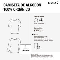 CAMISETA ALGODÓN ORGÁNICO ADULTO UNISEX MANGA CORTA MODELO NEGRO - nopal