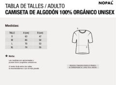 CAMISETA ALGODÓN ORGÁNICO ADULTO UNISEX MANGA CORTA MODELO BLANCO - nopal