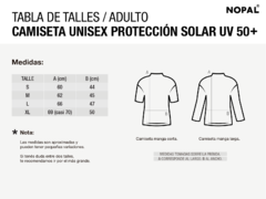 CAMISETA DE PROTECCIÓN SOLAR UV MANGA LARGA PARA ADULTO UNISEX. MODELO MAREA - tienda online