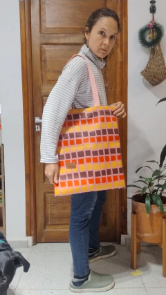 Totebag estampada cuadrícula - tienda online