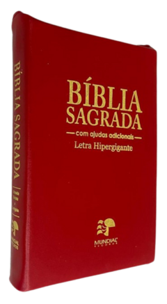 Bíblia sagrada com ajudas adicionais letra hipergigante capa com ziper vermelha - comprar online