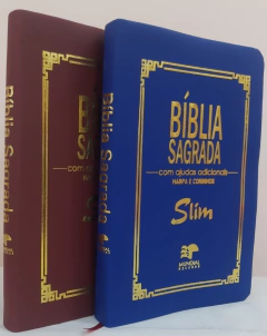 Kit 2 biblia slim ultrafina com ajudas adicionais - capa luxo vinho + azul royal - comprar online