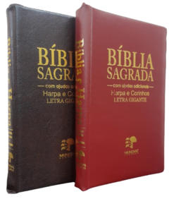 Bíblia do casal letra gigante com harpa - capa com ziper café + vinho na internet