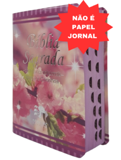 Bíblia sagrada com ajudas adicionais e harpa média capa luxo floral primavera - comprar online