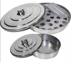 Kit bandeja santa ceia 34 cálices + bandeja para pão prata