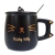 Taza de Ceramica Kitty con Tapa y Cuchara Negra