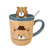 Taza Cerámica con Tapa Pudding Oso Naranja 380 ml