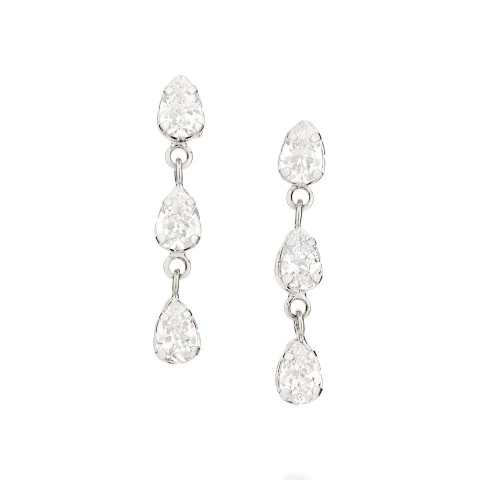Brinco com zircônias gotas folheado a -320023-Rommanel