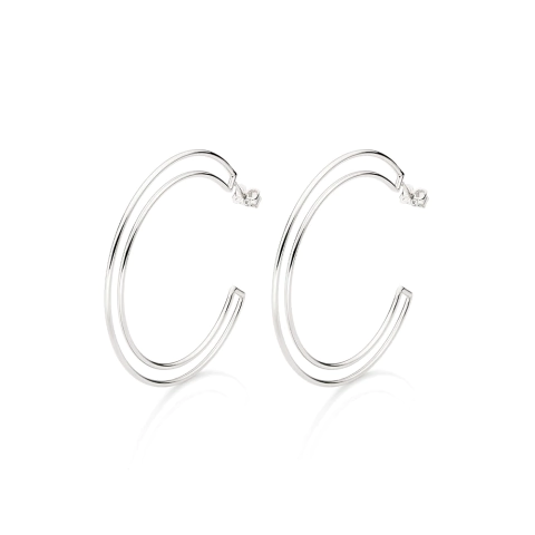 Brinco meia argola folheado a platina -326907-Rommanel