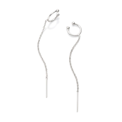 Brinco ear cuff com piercing de pressão folheado a platina -