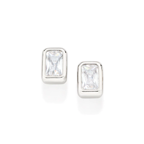 Brinco solitário folheado a platina co -326932-Rommanel