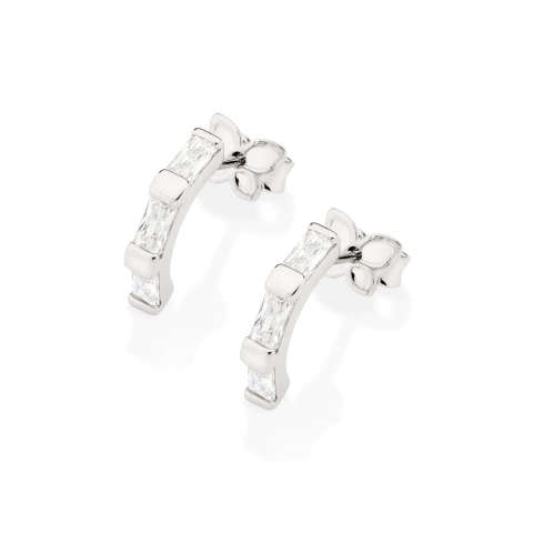 Brinco folheado a platina com zircô -326969-Rommanel