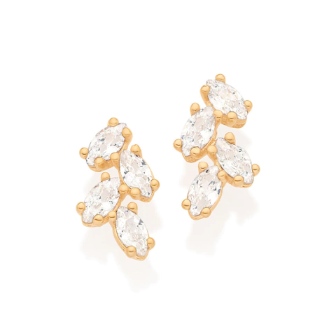 Brinco com zircônias navetes - Branco-526938-Rommanel