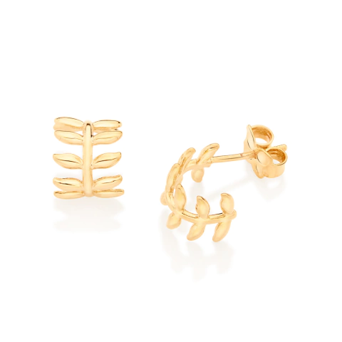 Brinco meia argola folhas -526941-Rommanel