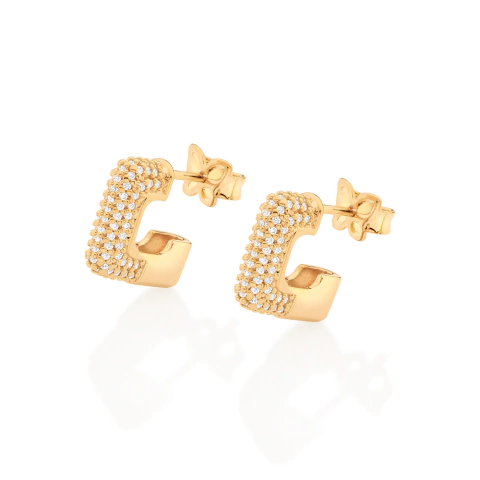 Brinco meia argola quadrada com zi -526958-Rommanel