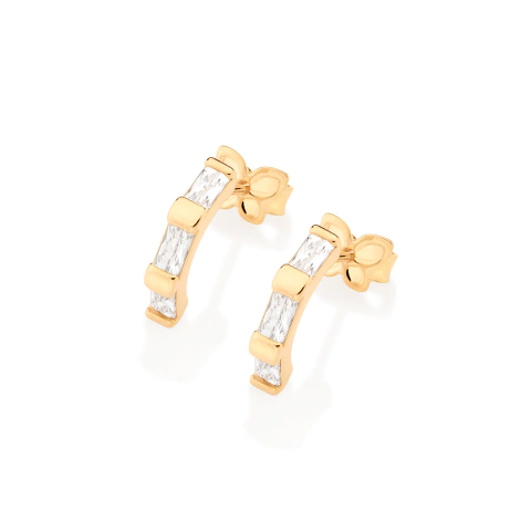 Brinco com zircônias baguetes - Branco-526969-Rommanel