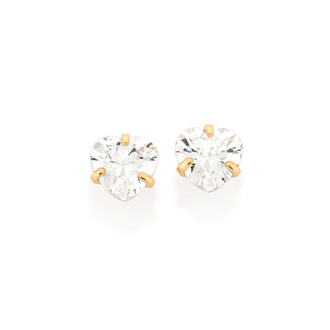 Brinco solitário coração com zircôn -527027-Rommanel