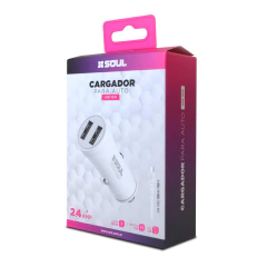 CARGADOR DE AUTO DUAL USB 2.4A 10W TYPE-C BLANCO - comprar online