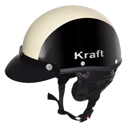 CAPACETE KRAFT COQUINHO COURO (PRETO/BEGE)