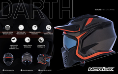Imagem do CAPACETE NORISK DARTH CINZA FOSCO / LARANJA
