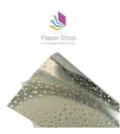Papel Laminado Drops Holográfico Prata 308g A4 5 folhas