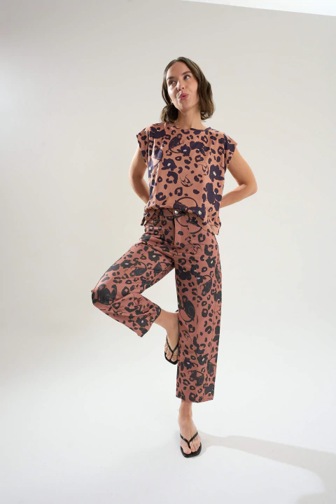 Pantalón Frida Monkey Print Moca - comprar online